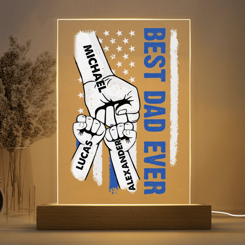 Best Dad Grandpa Ever Flag Father‘s Day Gift Personalized Rectangle Acrylic Plaque With LED Night Light