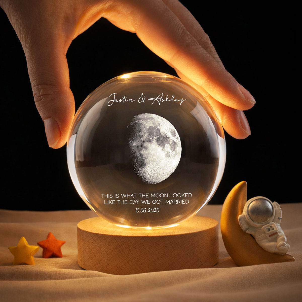This is What the Moon Looks Like on Our Special Day - Personalized Crystal Ball LED Night Light - Sentimental Gift for Her, for Him