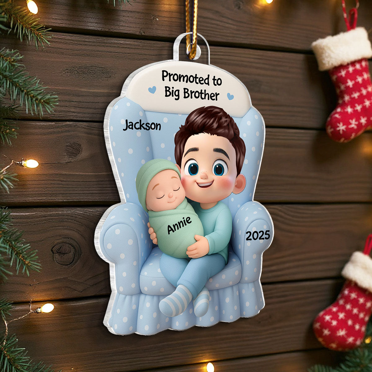 Personalized Big Brother, Big Sister And Baby Custom Personalized Christmas Ornament Baby Announcement Gift