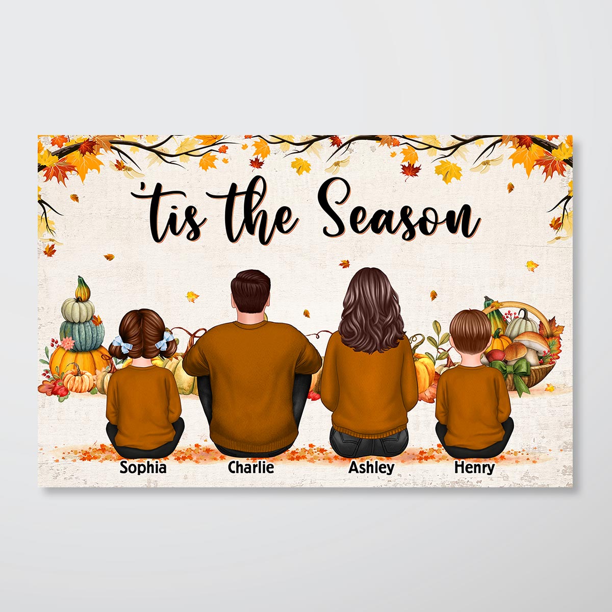 Tis The Season Fall Season Family Sitting Personalized Poster