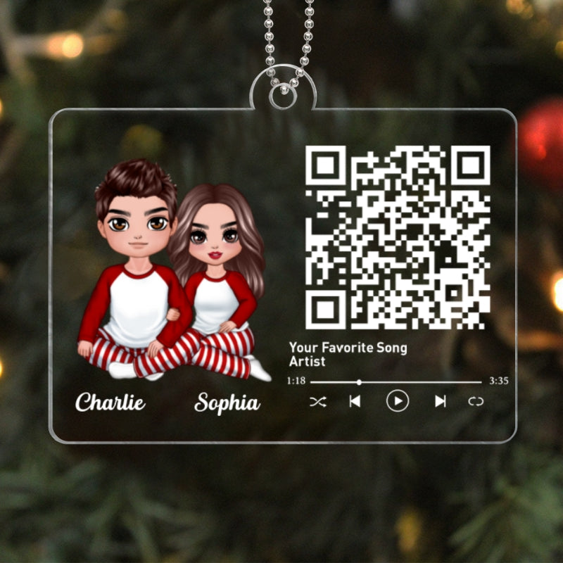 Custom Couple Song Scannable QR Code Personalized Christmas Acrylic Ornament