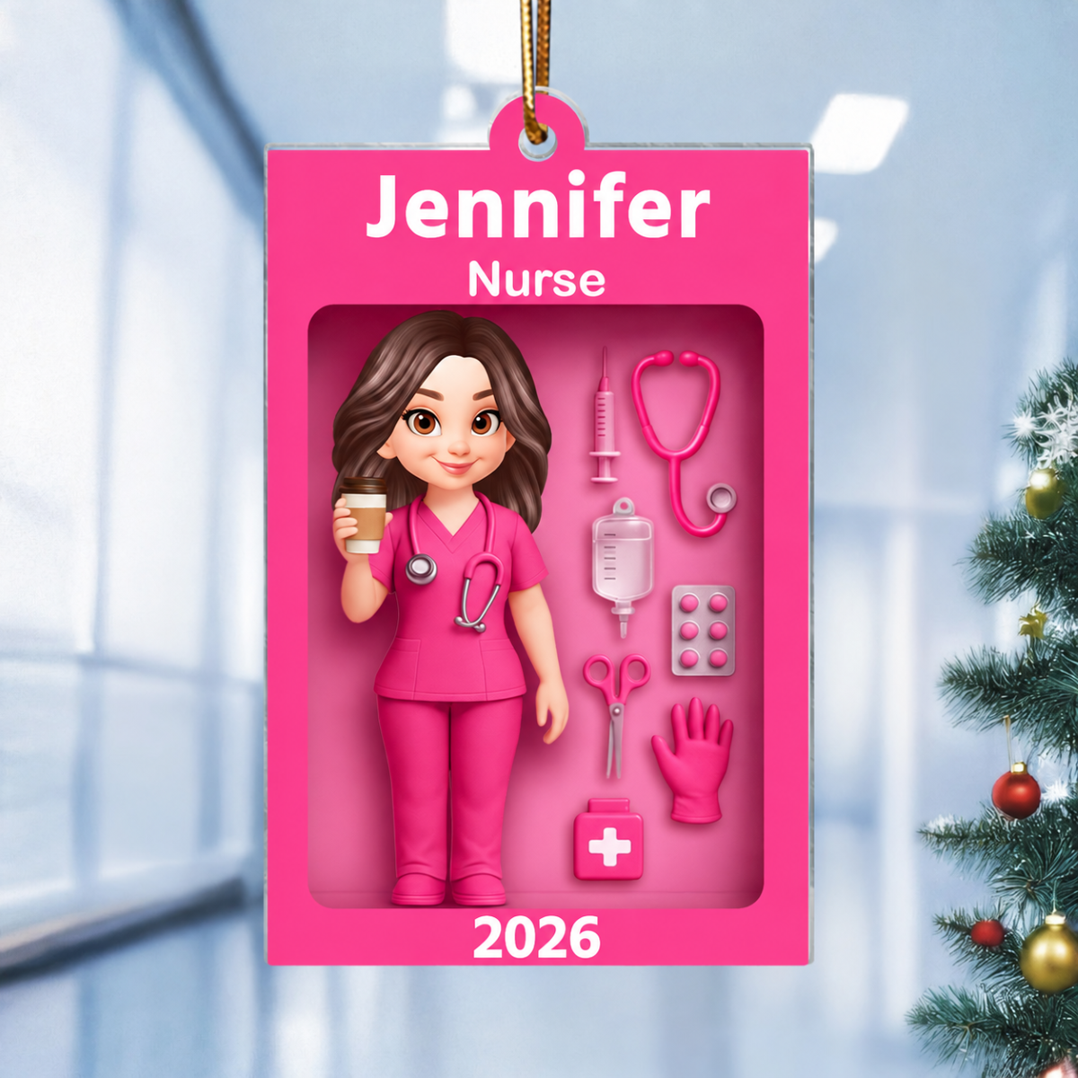 Personalized Nurse In Toy Box 3D Acrylic Ornament, Special Christmas Gift For Nurse, For Co-workers