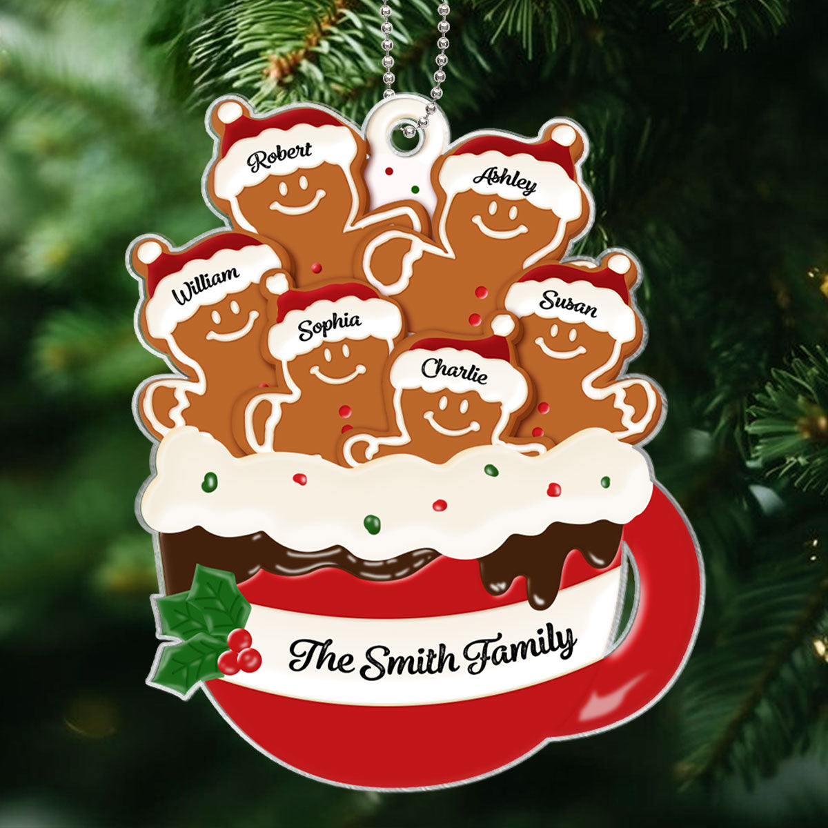 Personalized Gingerbread Christmas Ornament 2024, Custom Christmas Gift for Children, Grandchildren, Personalized Xmas Gift, Christmas Decor