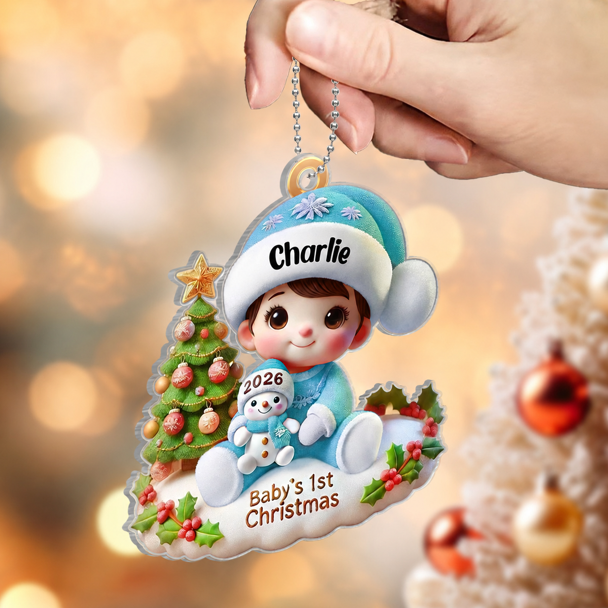 Precious Moments Baby’s First Christmas Dated 2026 Acrylic Ornament, Lovely Keepsake to Celebrate Baby's First Christmas, Christmas Decor For Newborns