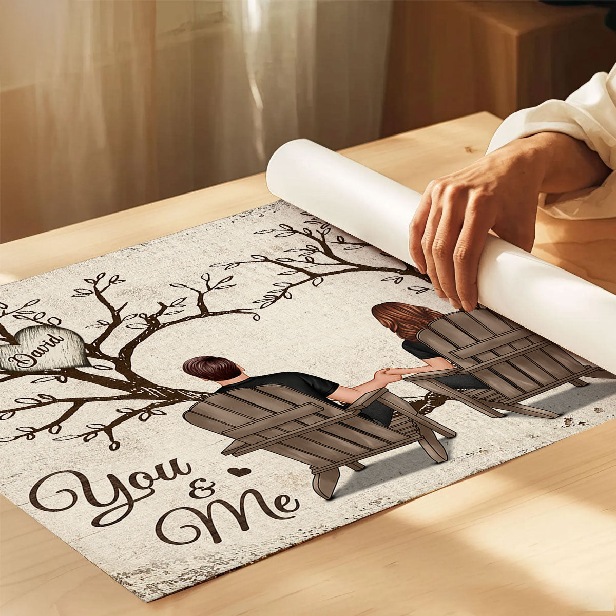 Favorite Place Is Next To You Couple Back View Under Heart Tree Personalized Poster