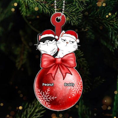 Funny Expression Cats Holding On Christmas Ornament Personalized Acrylic Ornament
