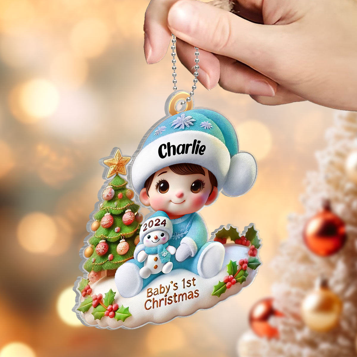 Precious Moments Baby’s First Christmas Dated 2025 Acrylic Ornament, Lovely Keepsake to Celebrate Baby's First Christmas, Christmas Decor For Newborns