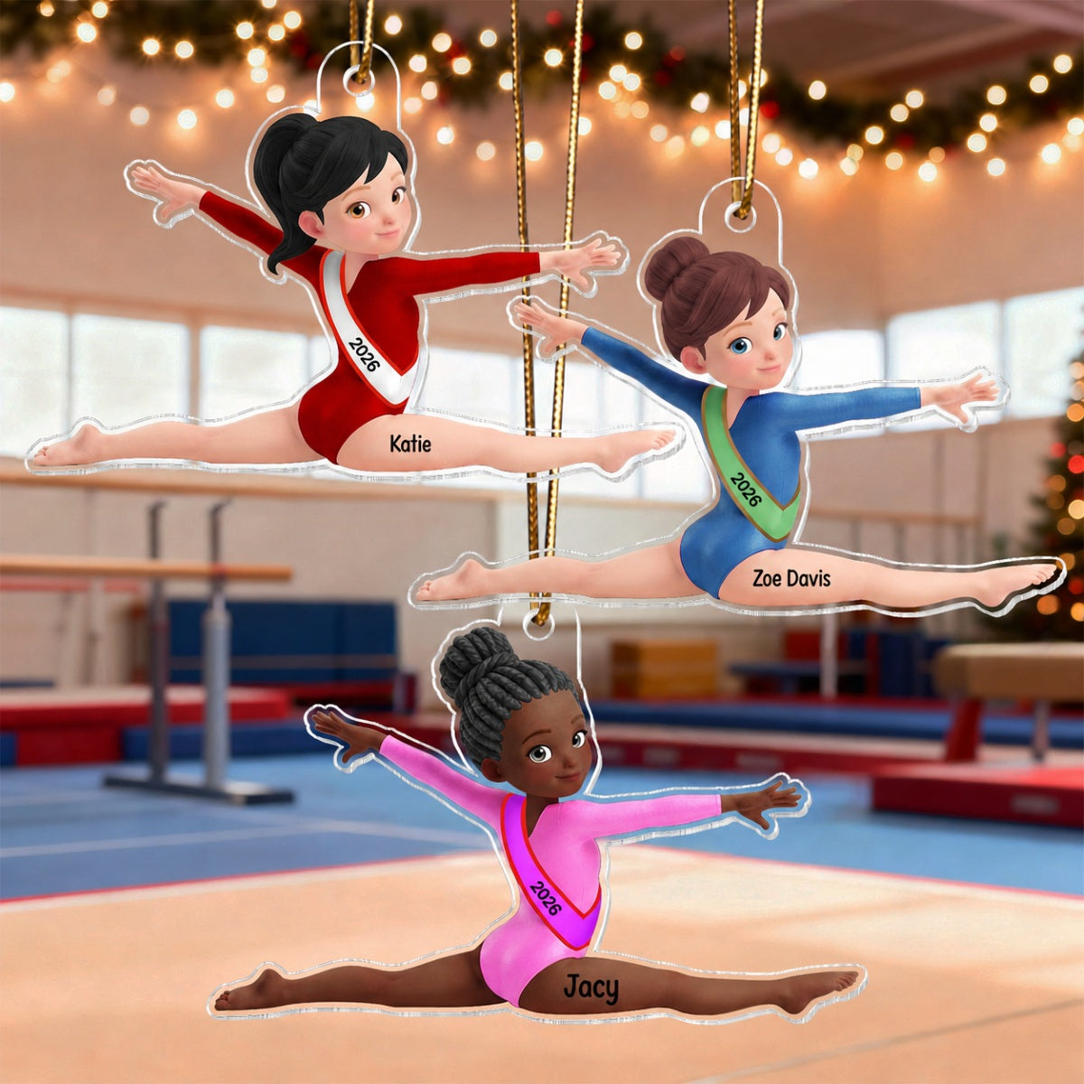3D Effect Gymnastic Girl Front Split Pose - Personalized Acrylic Ornament - Gymnast Gift For Daughter, Granddaughter