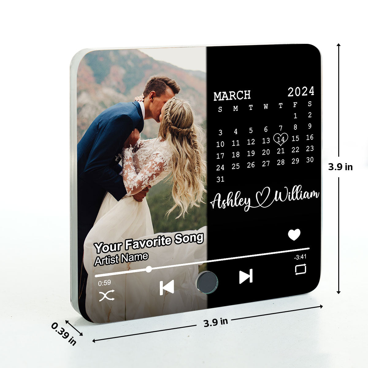 Upload Photo Calendar Anniversary Date Personalized Music Fridge Magnet, Anniversary  Gift For Him, For Her