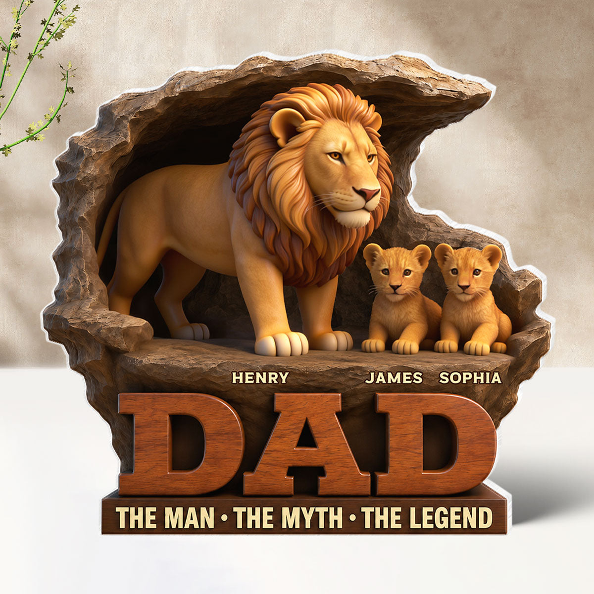 Lion Dad The Man The Myth The Legend - Personalized Acrylic Block Plaque - Cool Father's Day Gift For Dad