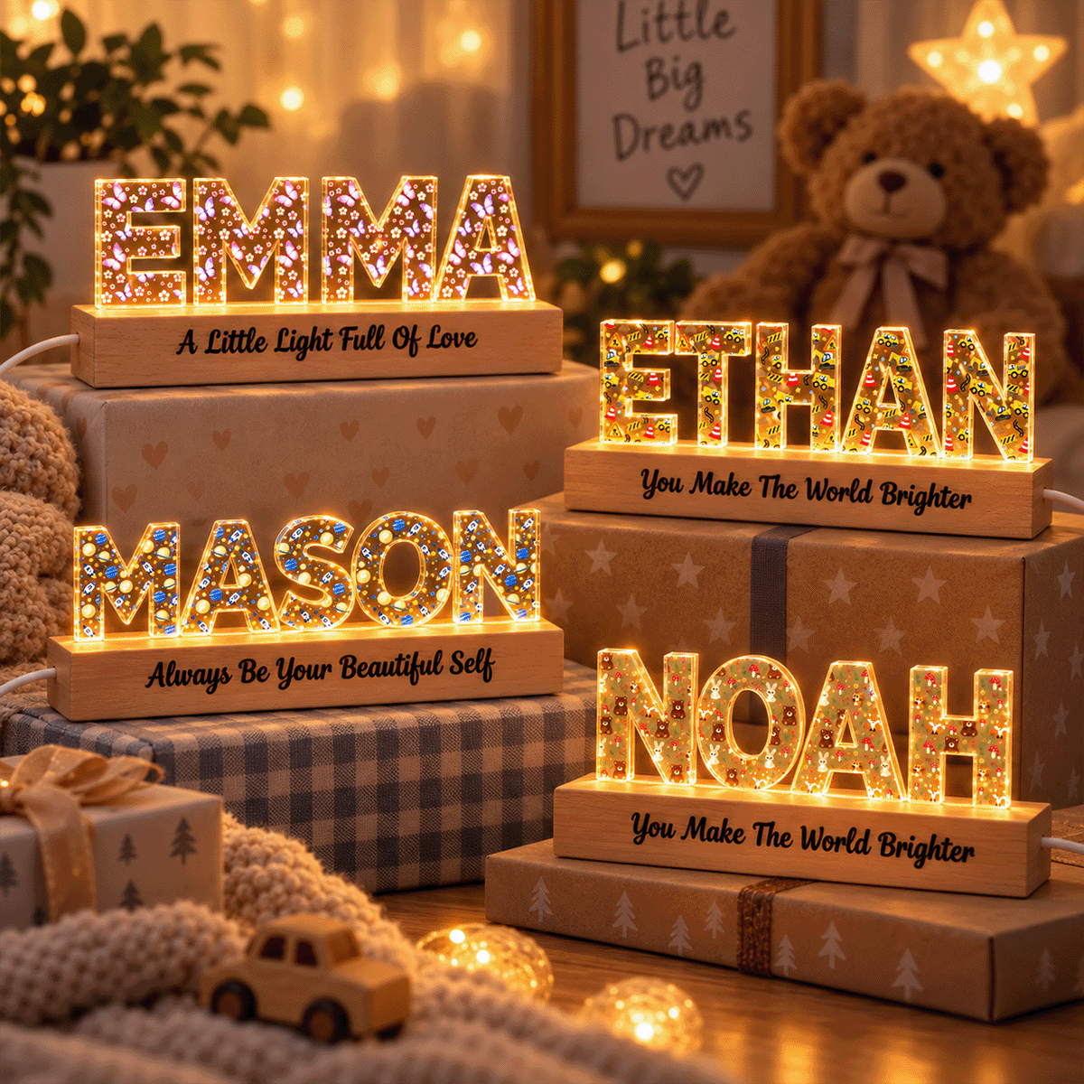 Upsell Children Christmas Greeting Cards - ACRYLIC BLOCK LED NIGHT LIGHT (dòng custom shape)