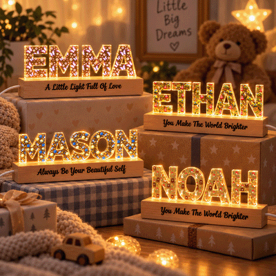 You Make the World Brighter - Personalized Acrylic Block LED Night Light - Kids Room Decor, Nursery Light, Christmas Gift Keepsake For Boy Girl