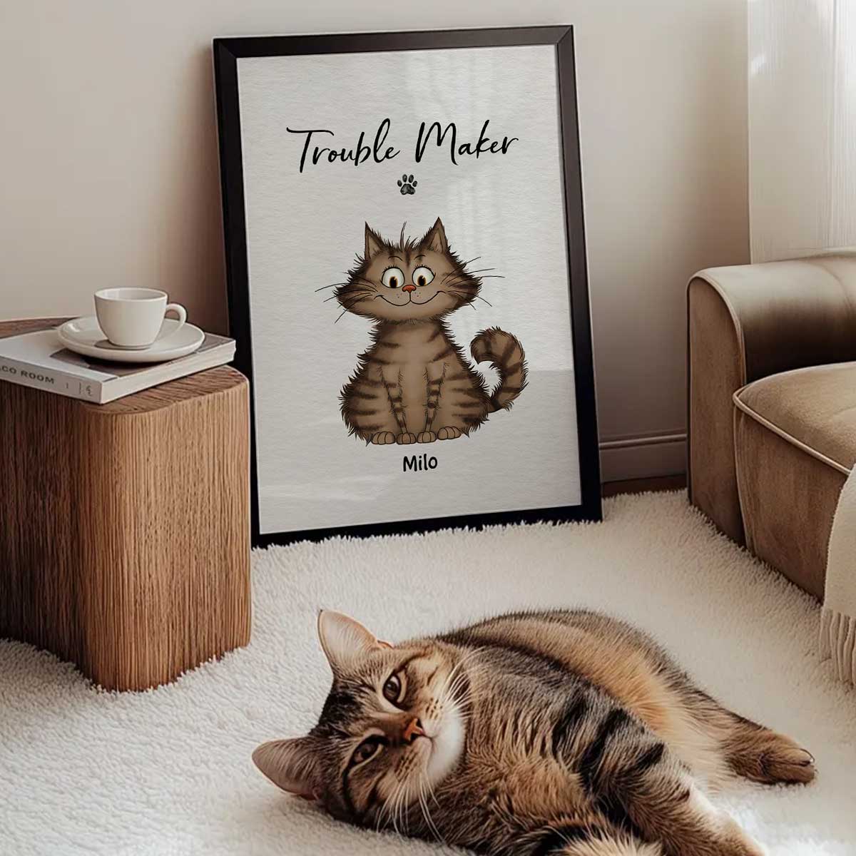 Double Trouble Quirky Cats Home Decor For Cat Lover Personalized Poster