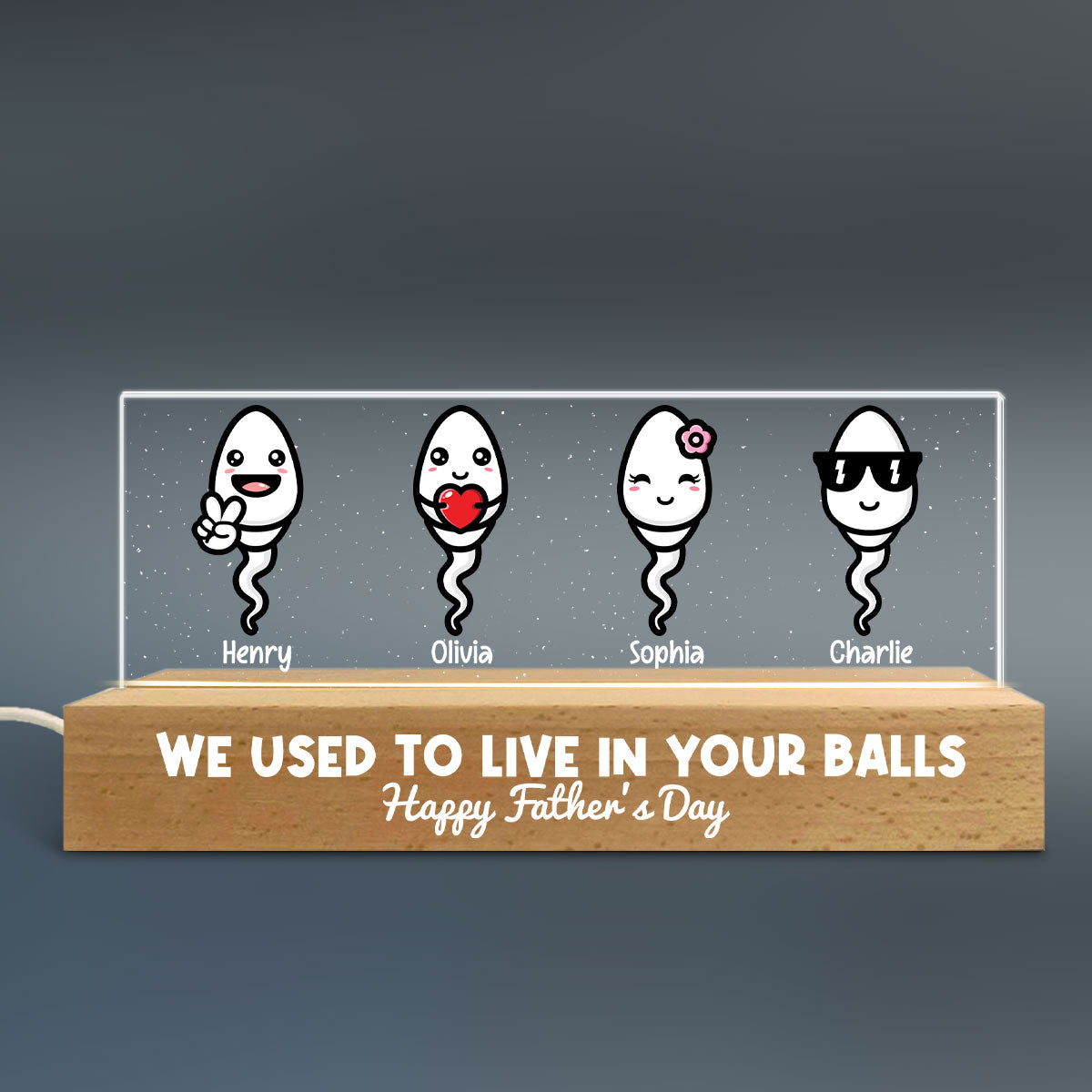 Little Cute Kids Happy Father‘s Day Personalized Acrylic Block LED Night Light