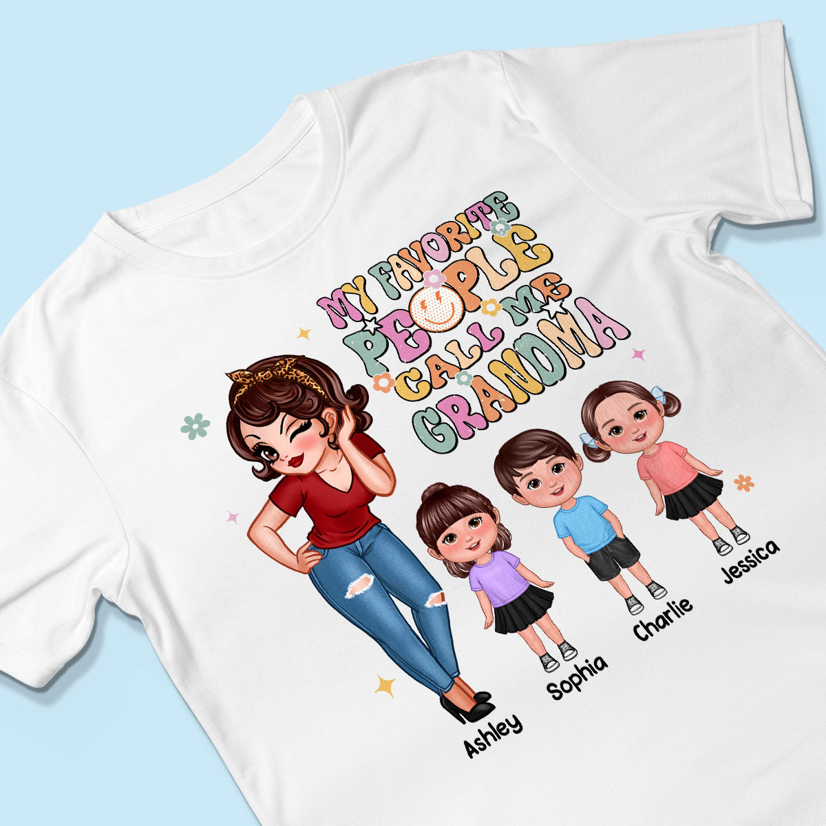 Favorite People Call Me Grandma Vintage Style Personalized Shirt