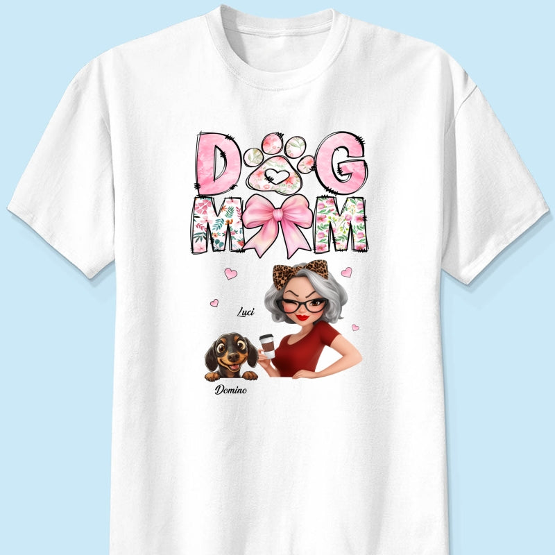 Dog Mom Cartoon Style Woman And Dogs Personalized Shirt, Gift for Dog Lovers