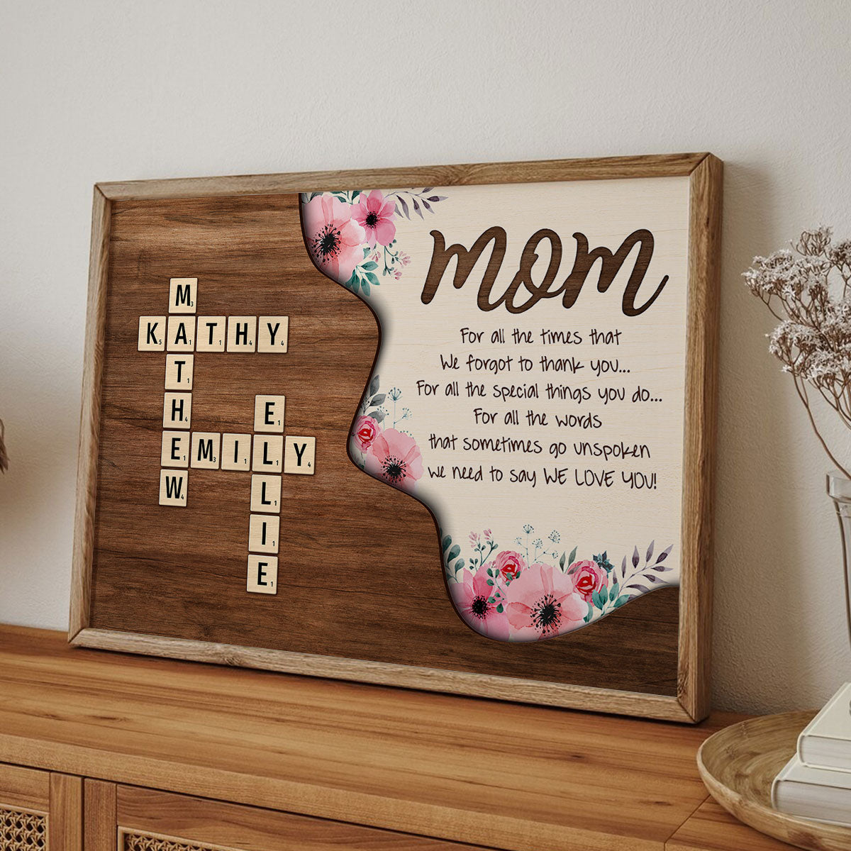 Mom For All The Time Not Thank You Crossword Puzzle Personalized Poster, Christmas Gift for Mom