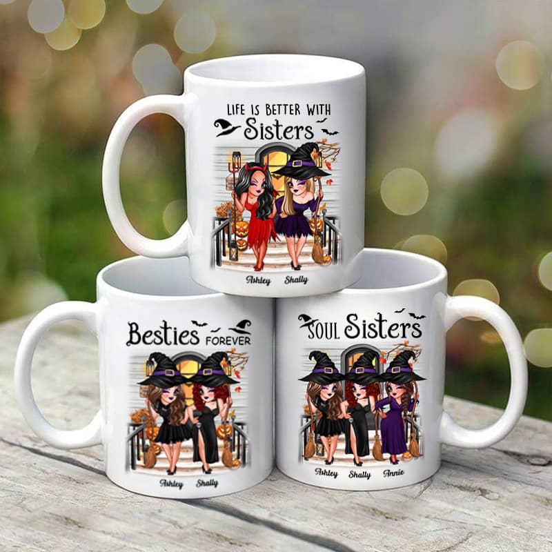 Halloween Best Friends Sister Front Porch Personalized Mug