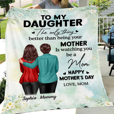 To My Daughter From Mom Happy Mother's Day Personalized Fleece Blanket, Gift For Daughter