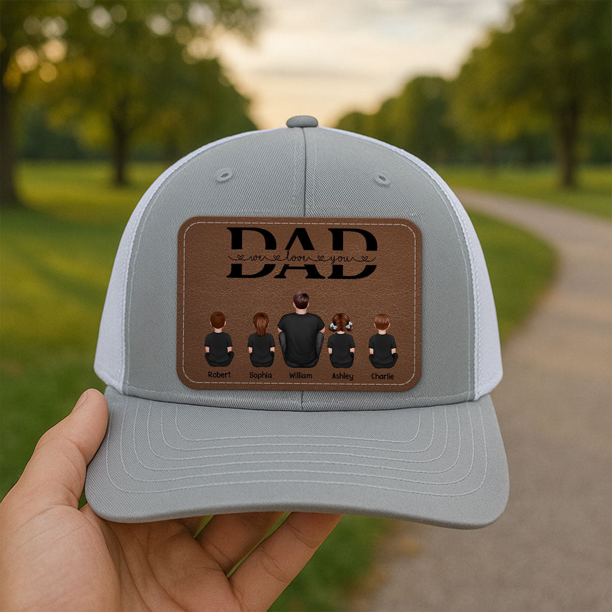 Dad We Love You Personalized Leather Patch Hat, Gift For Dad