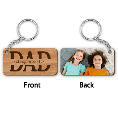 Dad We Love You Gift For Dad Photo Personalized Wooden Keychain