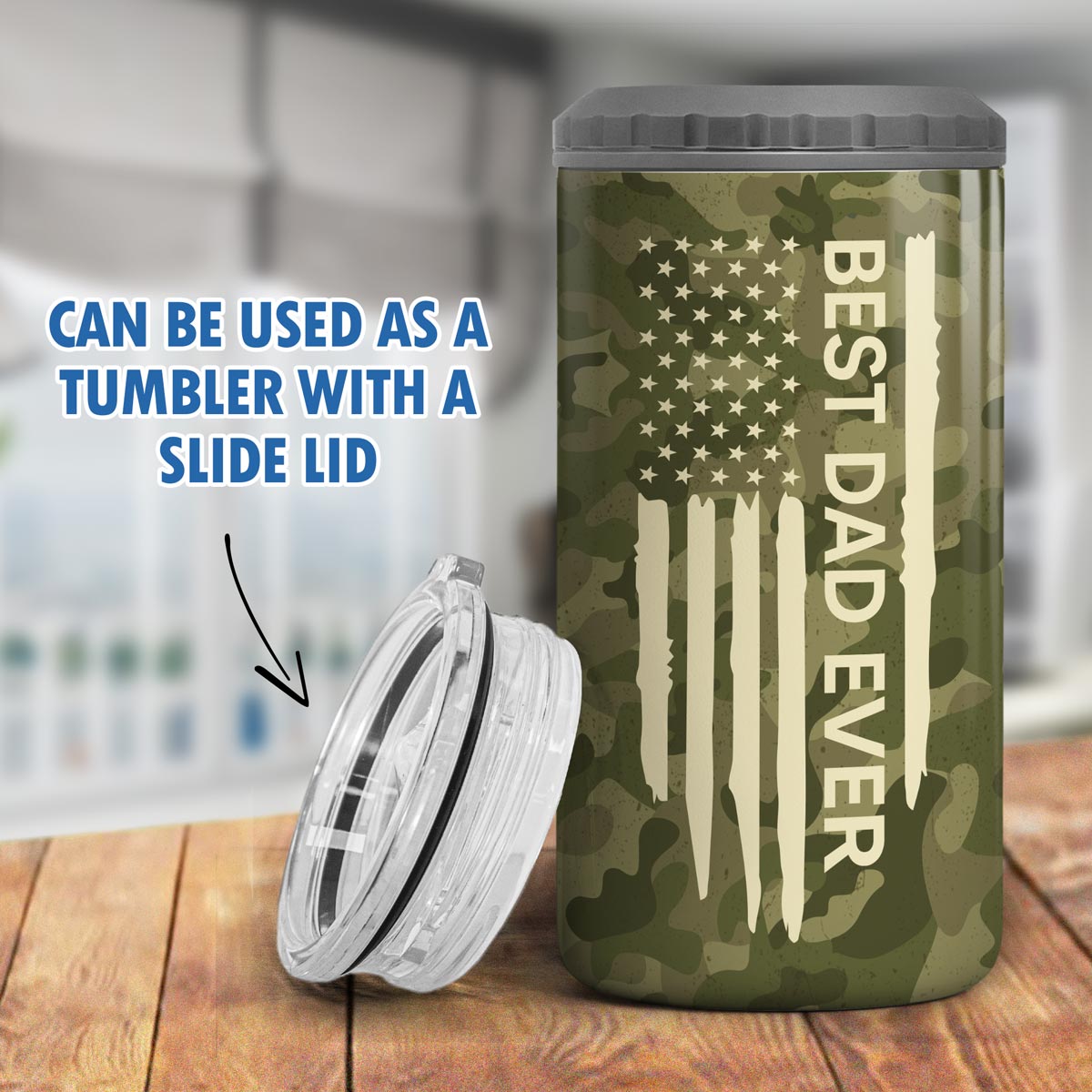 Best Dad Ever Nation Flag Photo Inserted Father‘s Day Gift Personalized 4 In 1 Can Cooler