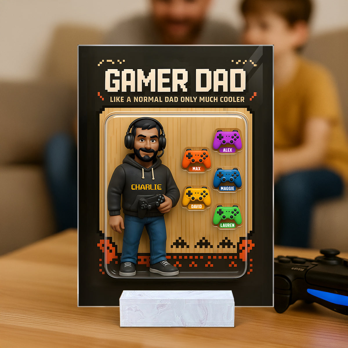 Gamer Dad Cooler Custom Action Figure Personalized Acrylic Plaque, Father's Day Gift for Gamer Dad, Gift for Husband