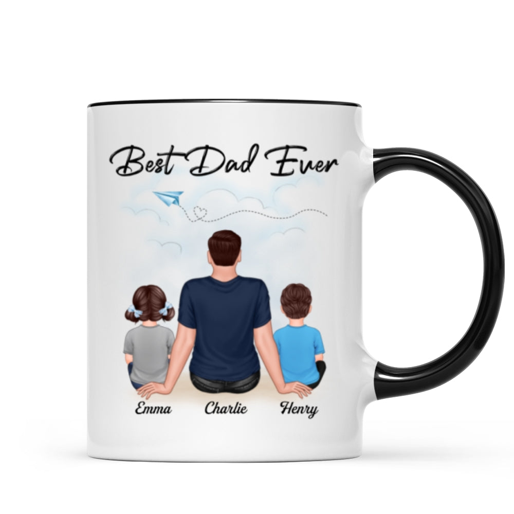 Best Dad Grandpa Sitting Back View Personalized Mug