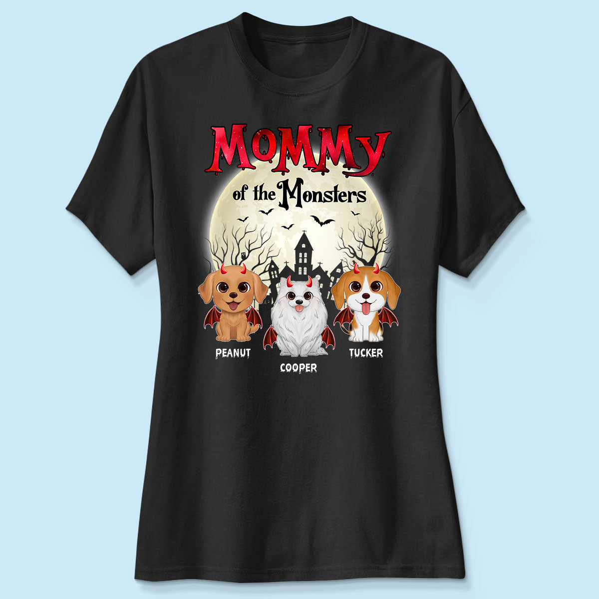 Mommy Of The Monsters Halloween Watercolor Cute Dogs Cats - Personalized Shirt