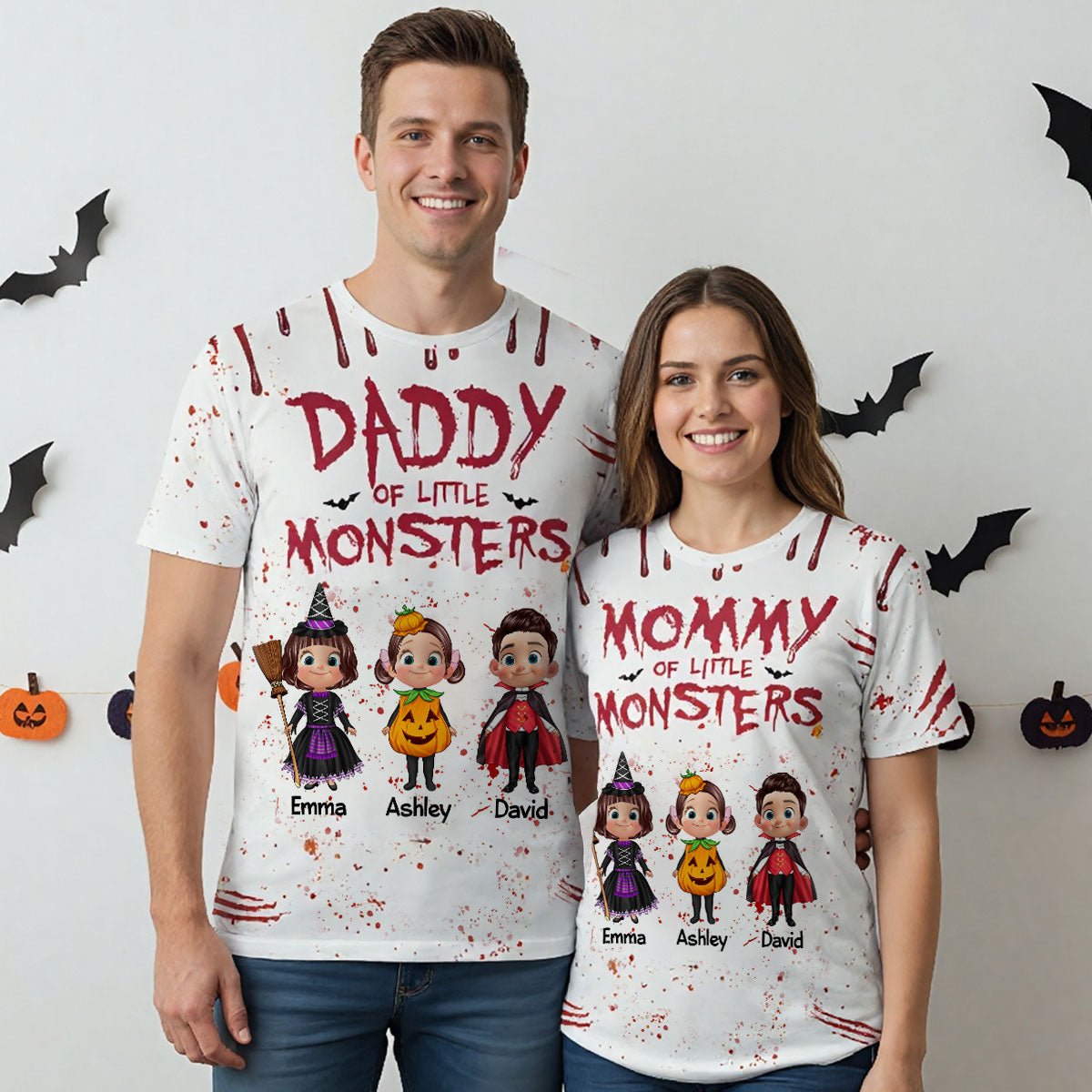 Halloween Mommy Daddy Of The Monsters Cute Kids Personalized 3D Shirt