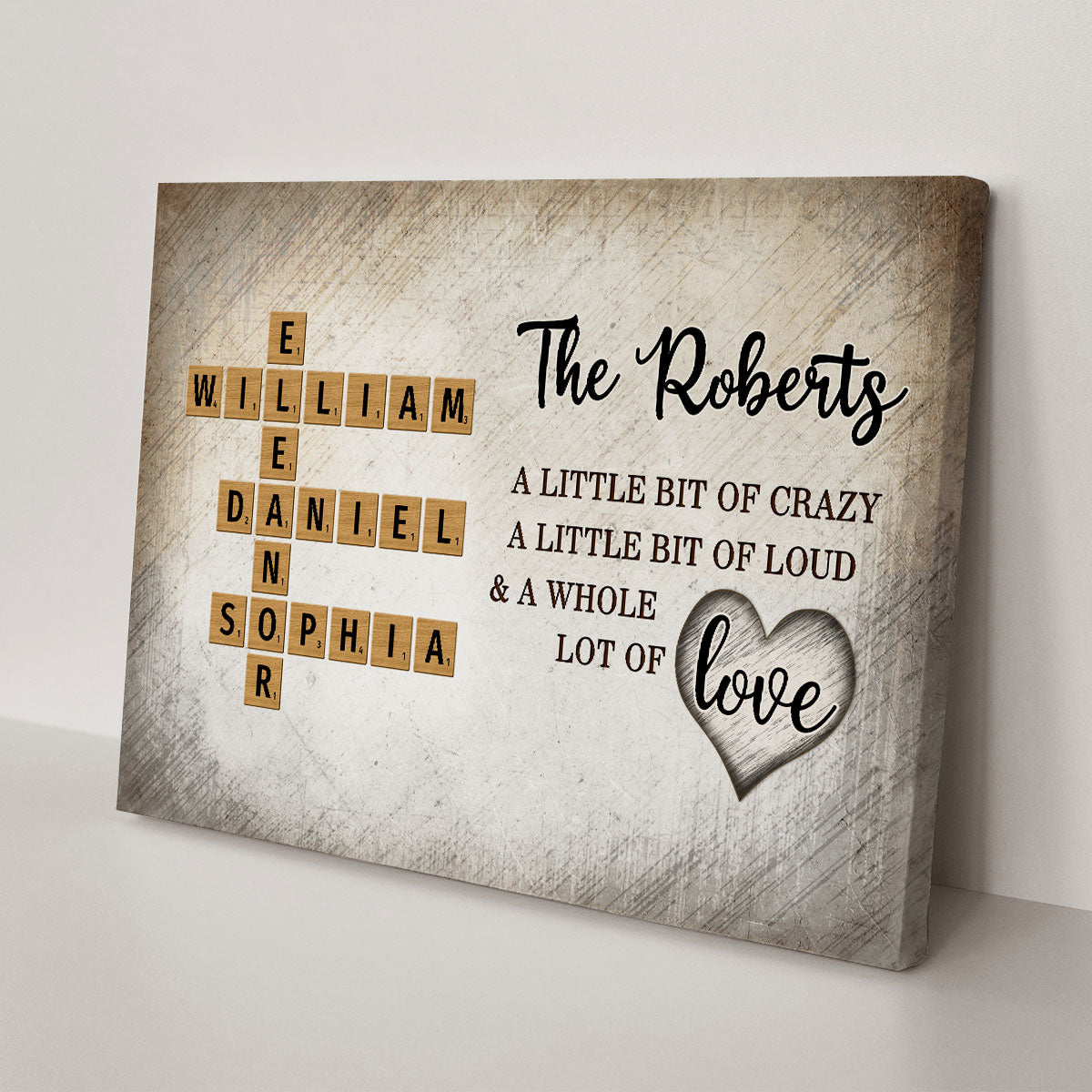 Family Whole Lot Of Love Crossword Puzzle Art - Captured In A Moment, Cherished For A Lifetime Personalized Canvas