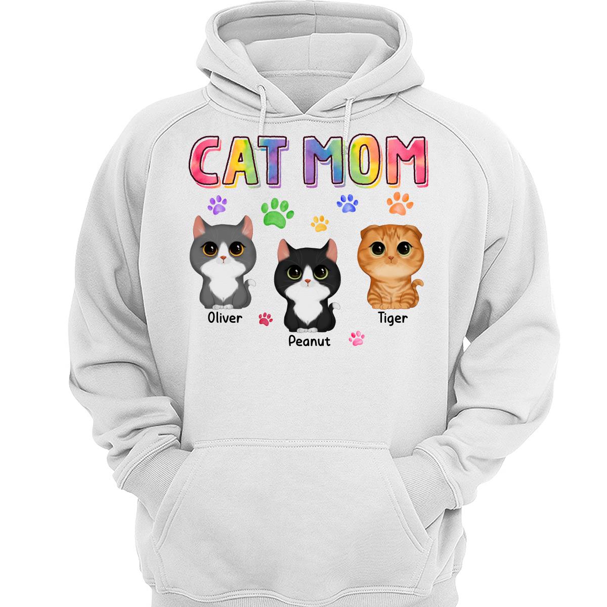Colorful Paws Watercolor Cute Cats Cat Mom Personalized Shirt