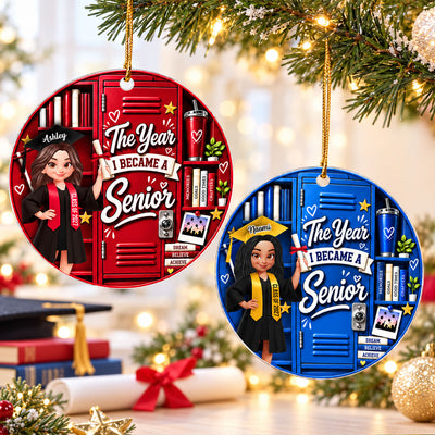 The Year I Became A Senior Locker - Personalized Acrylic Ornament - Graduation Gift For High School Senior, Daughter, Son, Grandkids