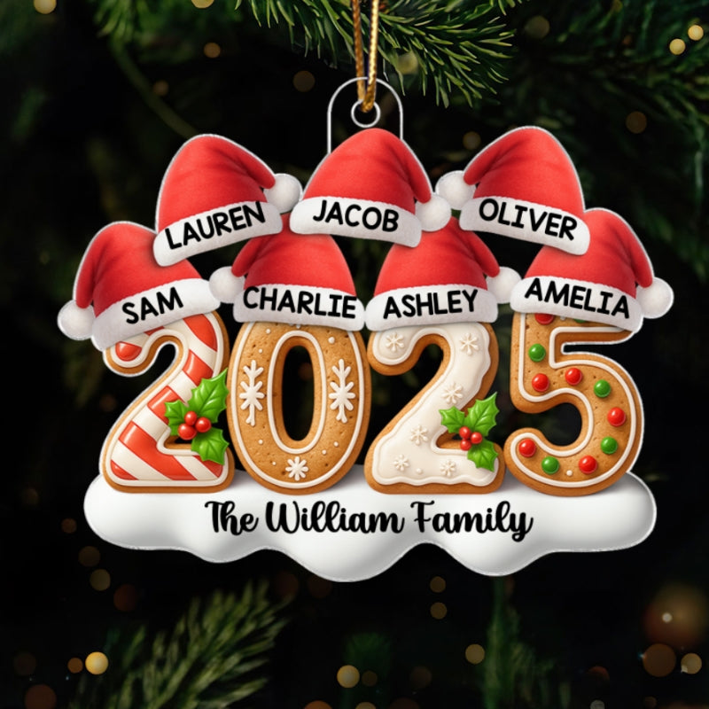 Santa Hats Family 2025 - Personalized Acrylic Ornament - Christmas Gift for Family, for Her, for Him
