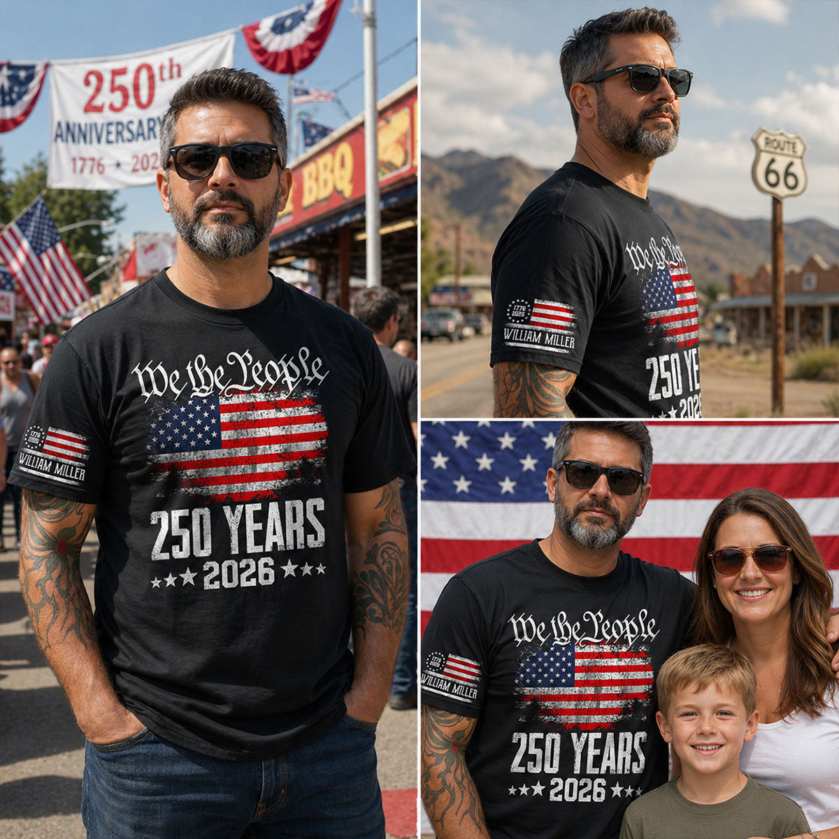 We The People Custom Name - Personalized Sleeve Printed Shirt - United States 250th Anniversary USA Patriotic
