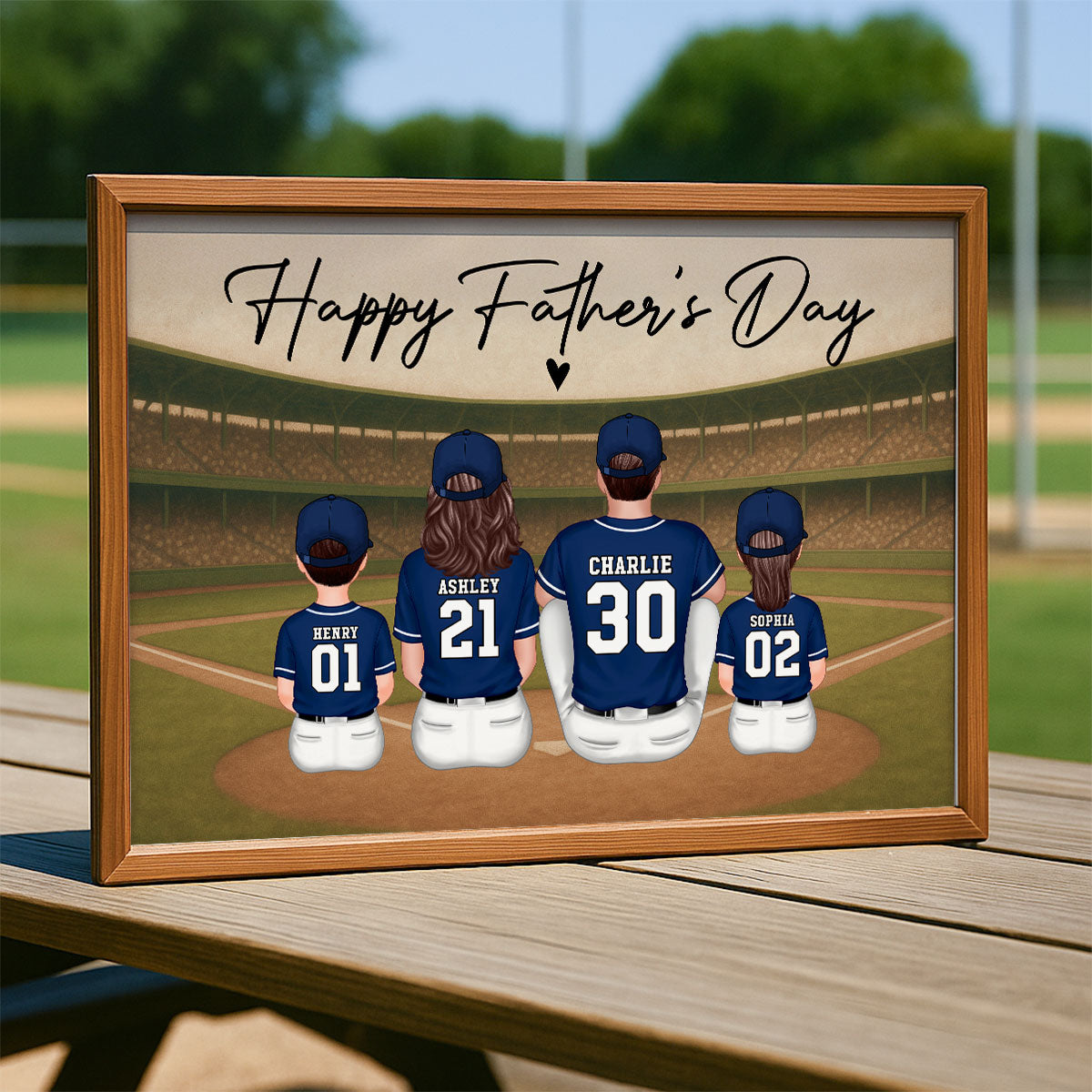 Retro Vintage Baseball Family Daddy's Dream Team Personalized Poster| Heartfelt Father's Day Gift For Dad, Husband