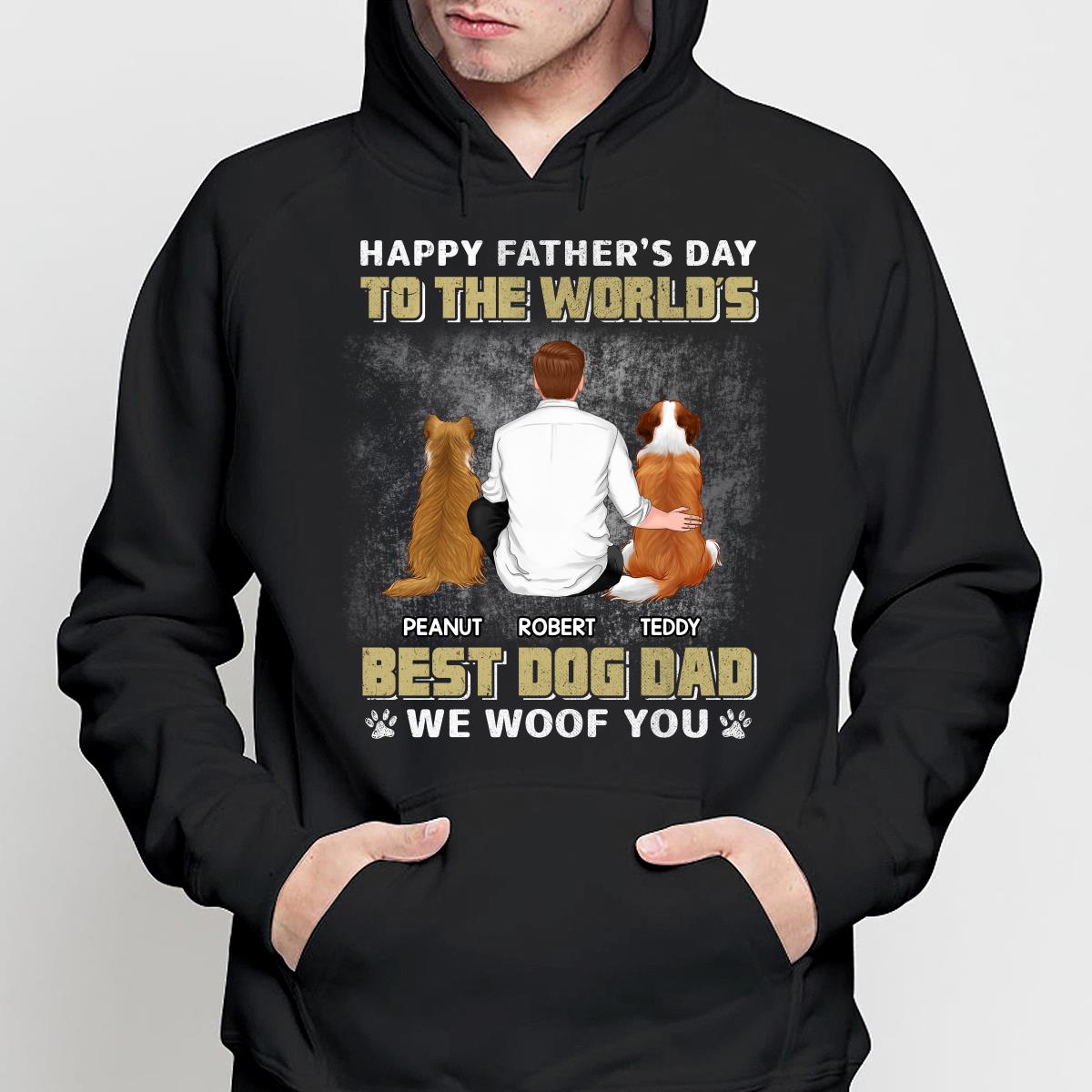 Happy Father‘s Day Dog Dad Back View Yellow Retro Personalized Shirt