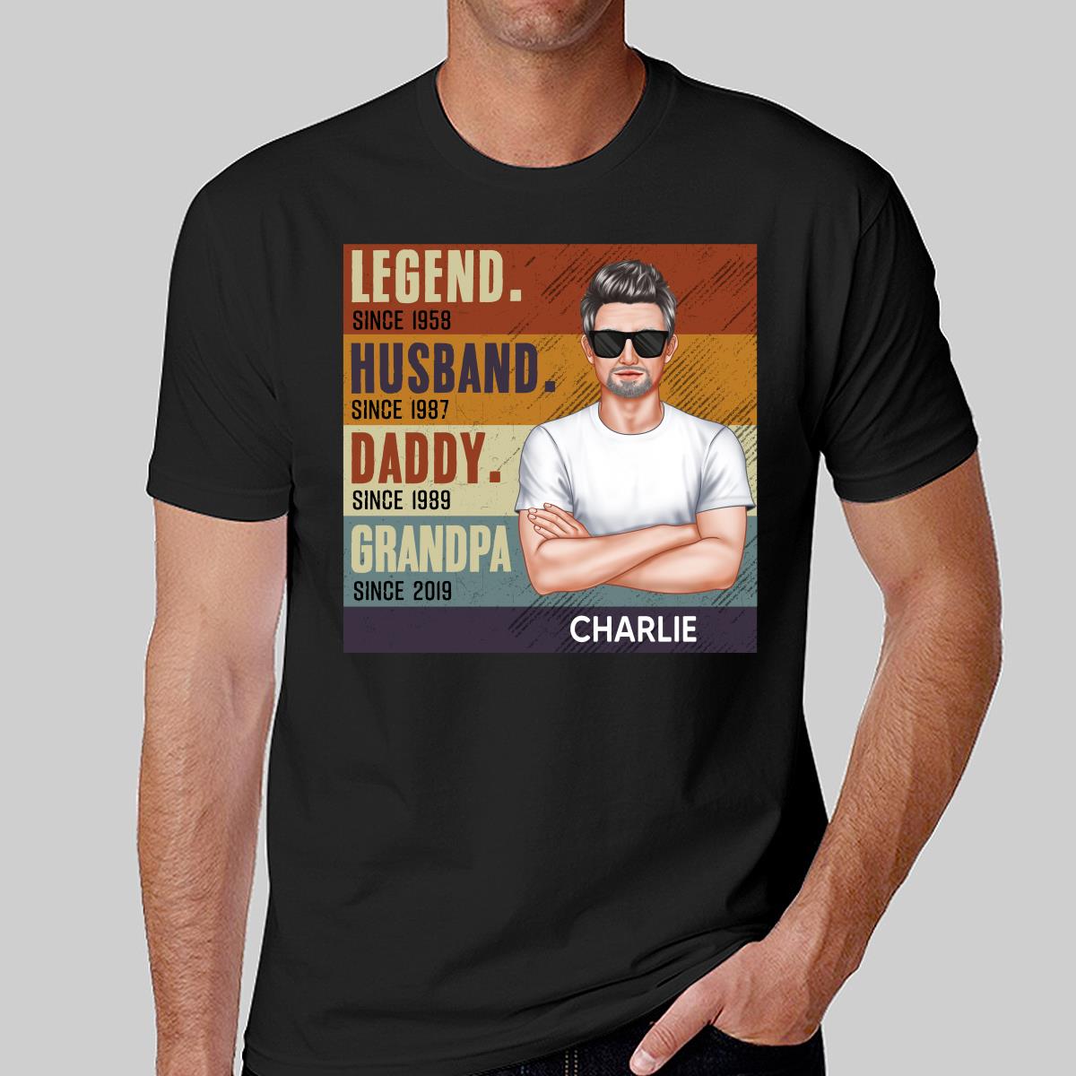 Dad Grandpa Crossed Arm Legend Retro Personalized Shirt