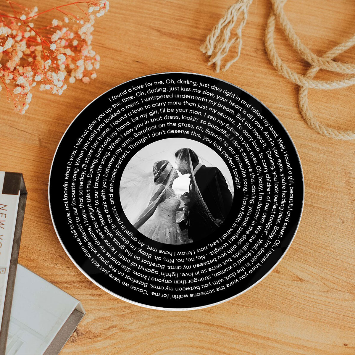 Personalized Music Photo Lyrics Circle Plaque, Gifts for Girlfriend, Boyfriend, Husband Wife, Sister Besties Wedding Gift