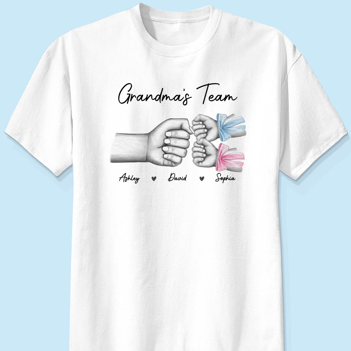 Grandma Mom‘s Team Fist Bump With Bows Personalized Shirt