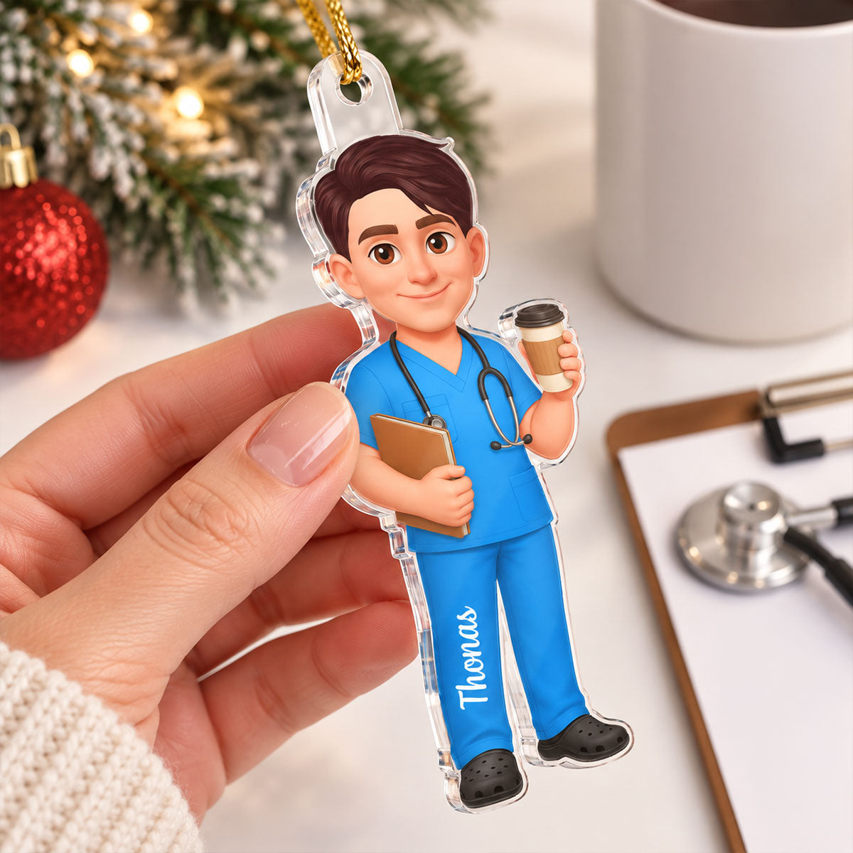 Nurse Uniform Custom Name - Personalized Acrylic Ornament - Christmas Gift for Wife, Daughter, Best Friends