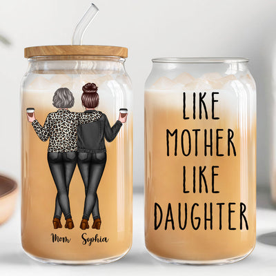 Back View Mom Daughter Like Mother Like Daughter Mother‘s Day Gift Personalized Clear Glass Can