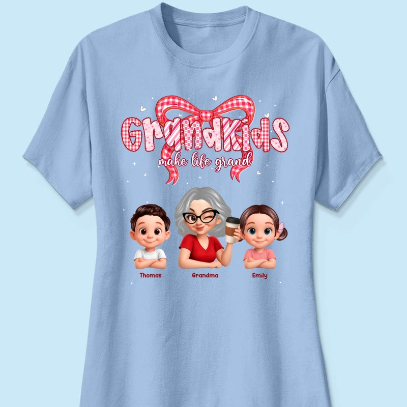 Valentine's Day Grandma Grandkids Make Life Grand - Personalized Shirt - Valentine's Day Gift For Grandma