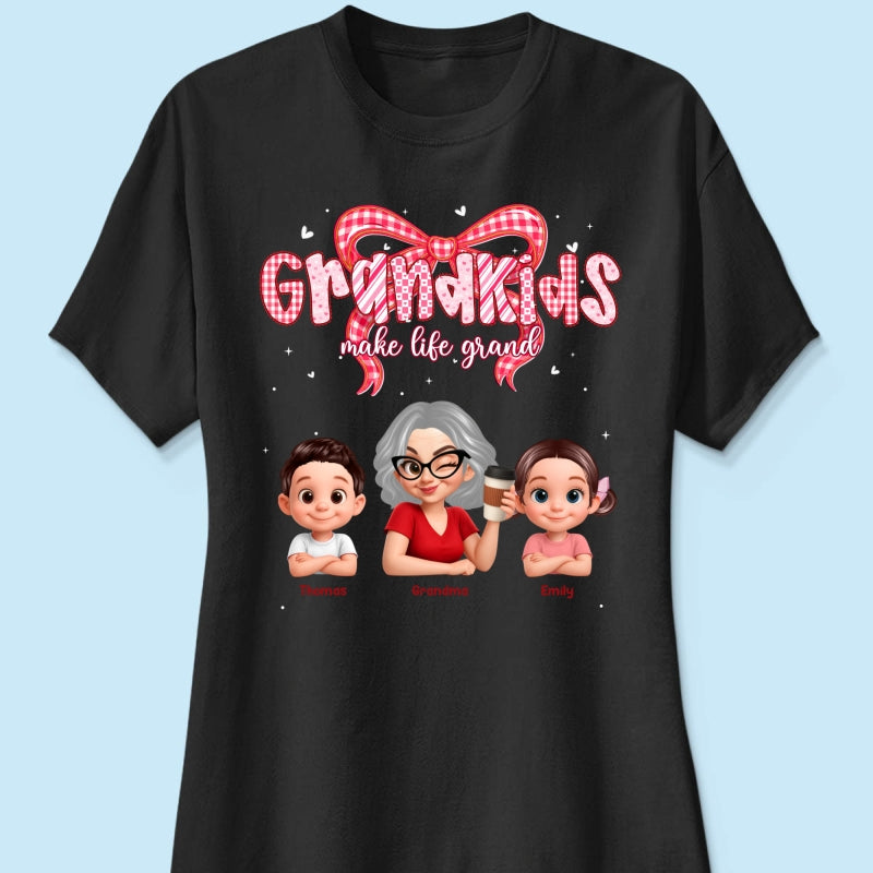 Valentine's Day Grandma Grandkids Make Life Grand - Personalized Shirt - Valentine's Day Gift For Grandma
