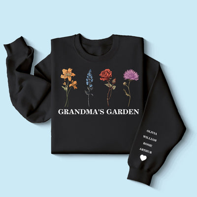 Custom Birth Month Sweatshirt Birth Flower Sweater, Grandma's Garden