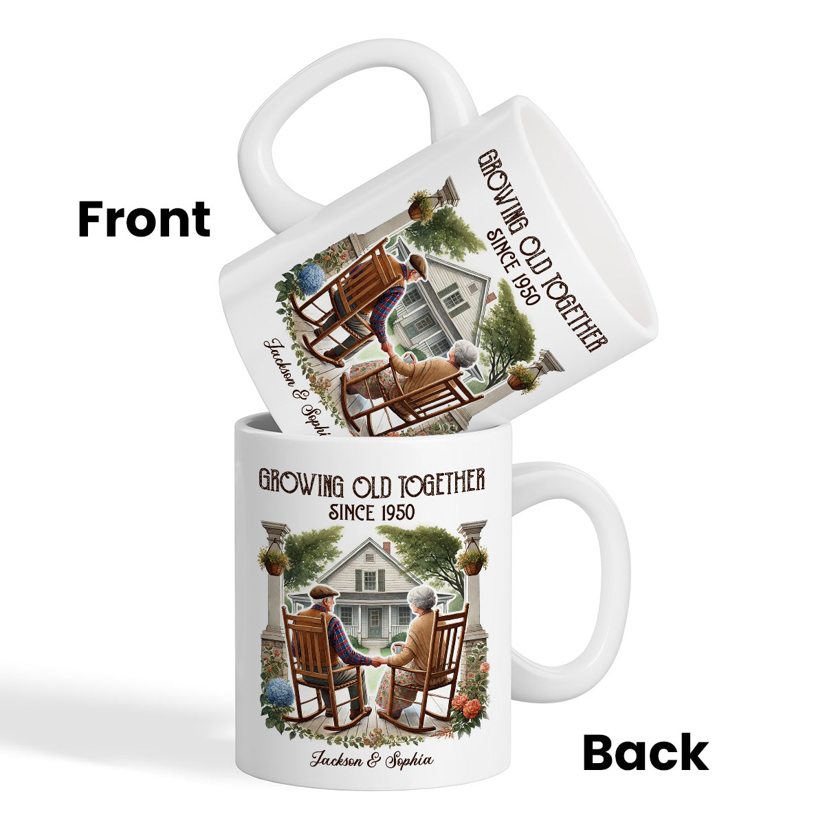 Couple Sitting On The Porch Growing Old Together Since Personalized Mug, Heartfelt  Gift For Couple, For Him, For Her, Husband, Wife