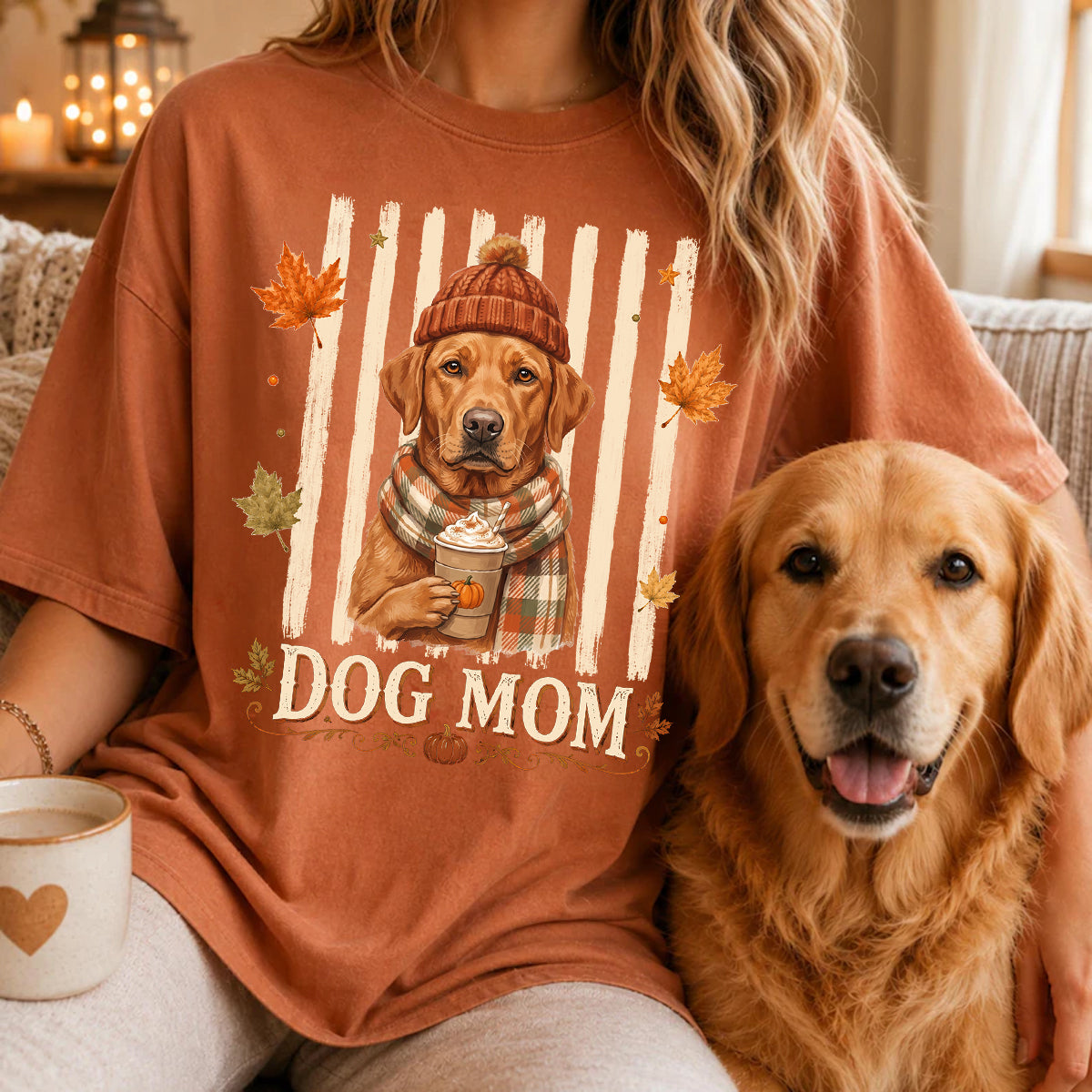 Dog Mom Fall Season Custom Photo - Personalized Shirt - Fall Season Gift For Dog Lovers
