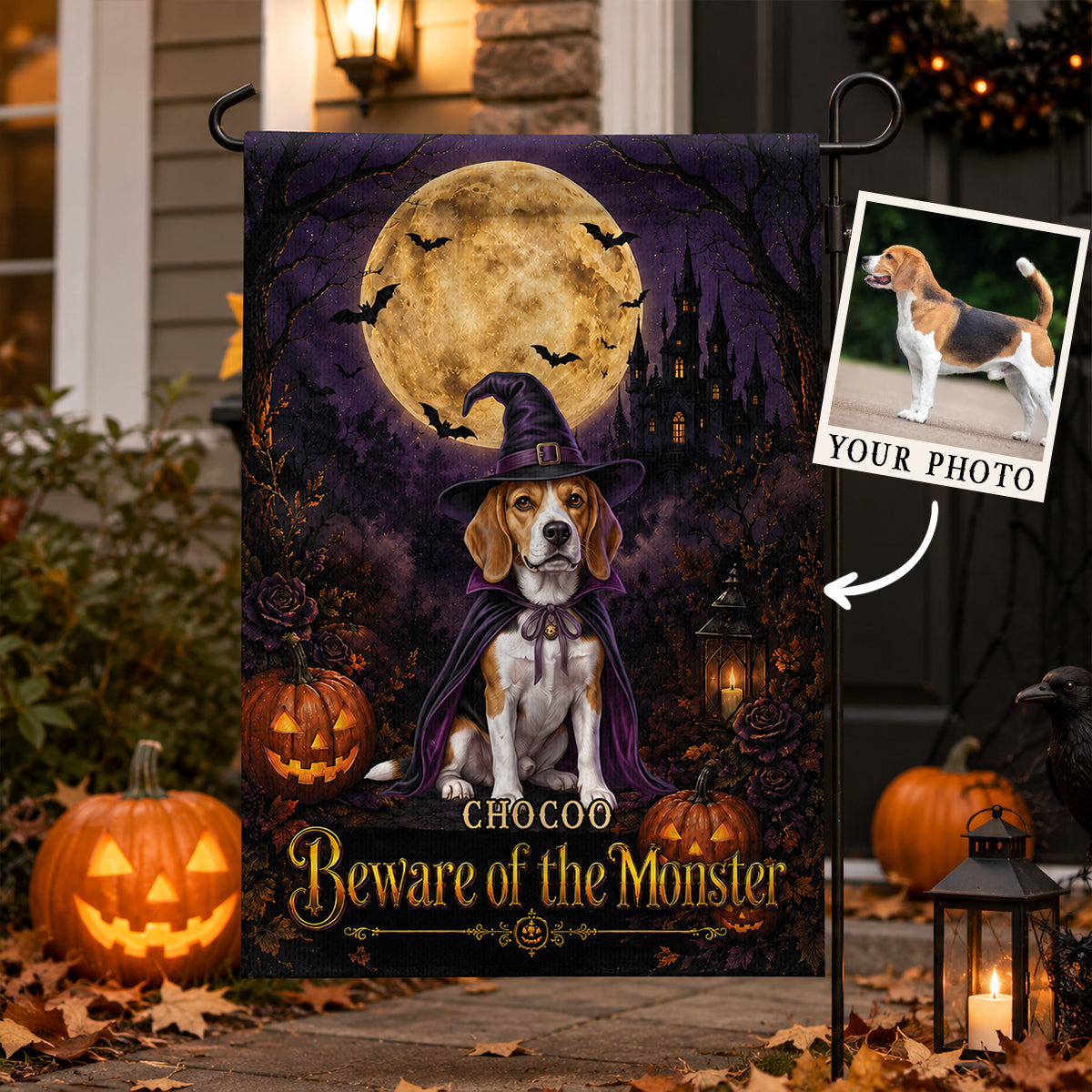 Custom Photo Pet Halloween - Personalized Garden Flag - Halloween Decor Gift, Gift For Pet Lovers