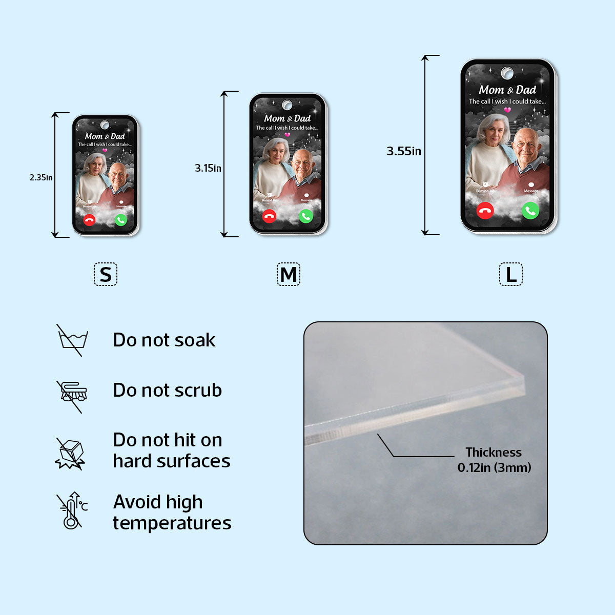 The Call I Wish I Could Take Memorial Sympathy Gift Remembrance Keepsake Multiple Photos Inserted Personalized Acrylic Keychain