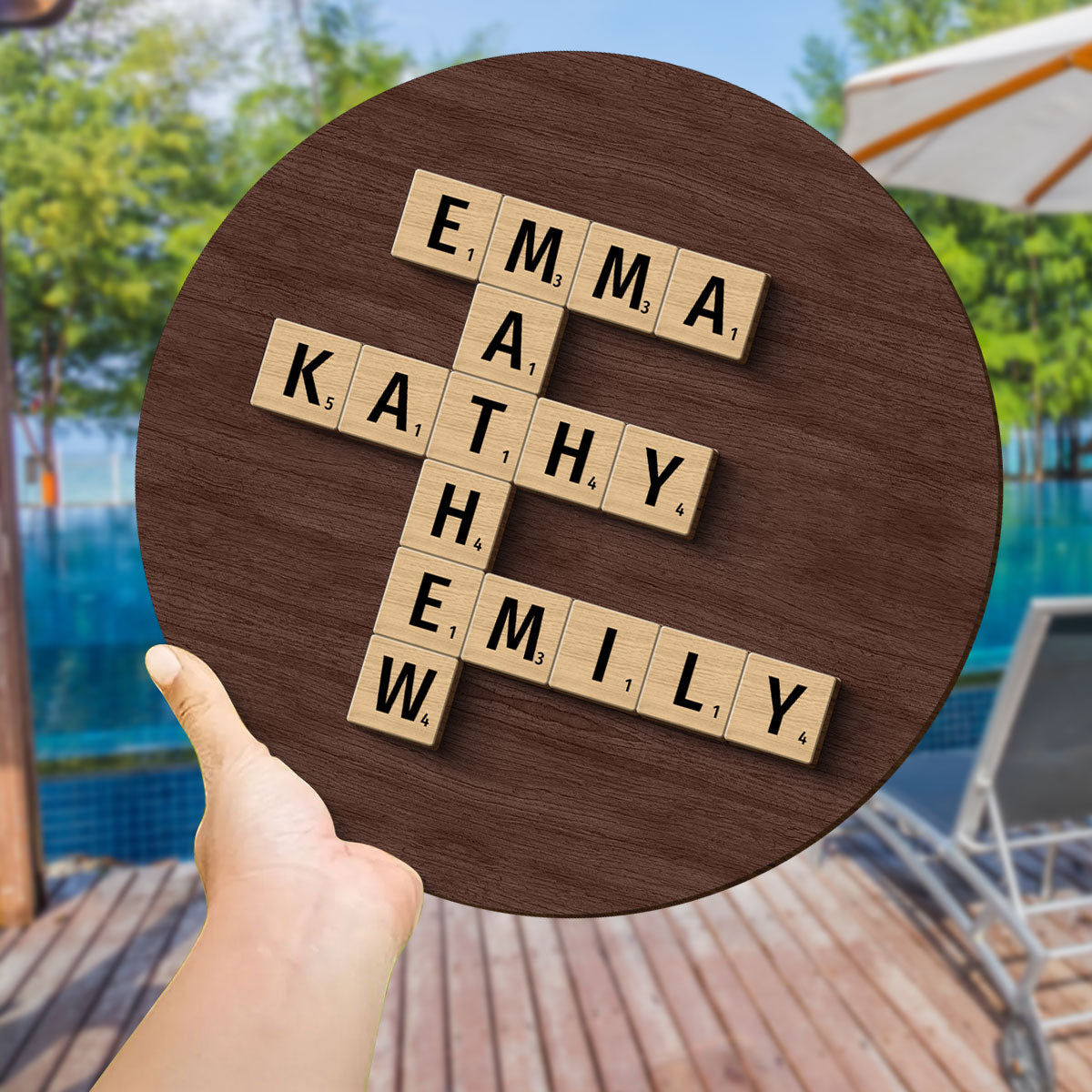 Family Crossword Art - Created In A Moment, Treasured Forever Personalized 2-Layer Wood Sign